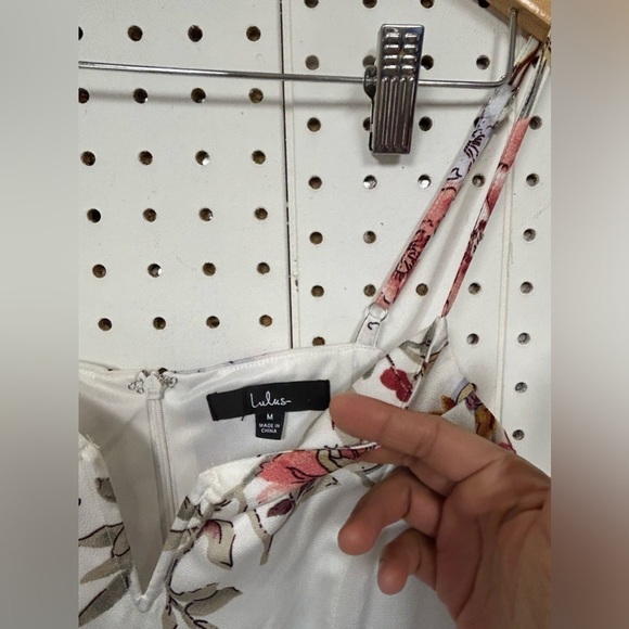 Lulu's White and Pink Floral Midi Dress - Picture 3 of 7